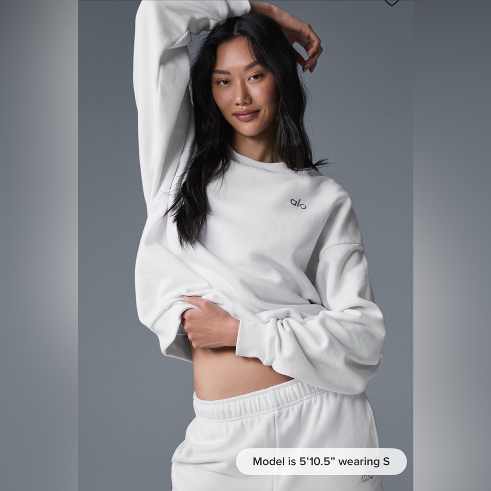 ALO accolade crew neck pullover sweater • WHITE • Size L for oversized fit - New - Picture 3 of 4